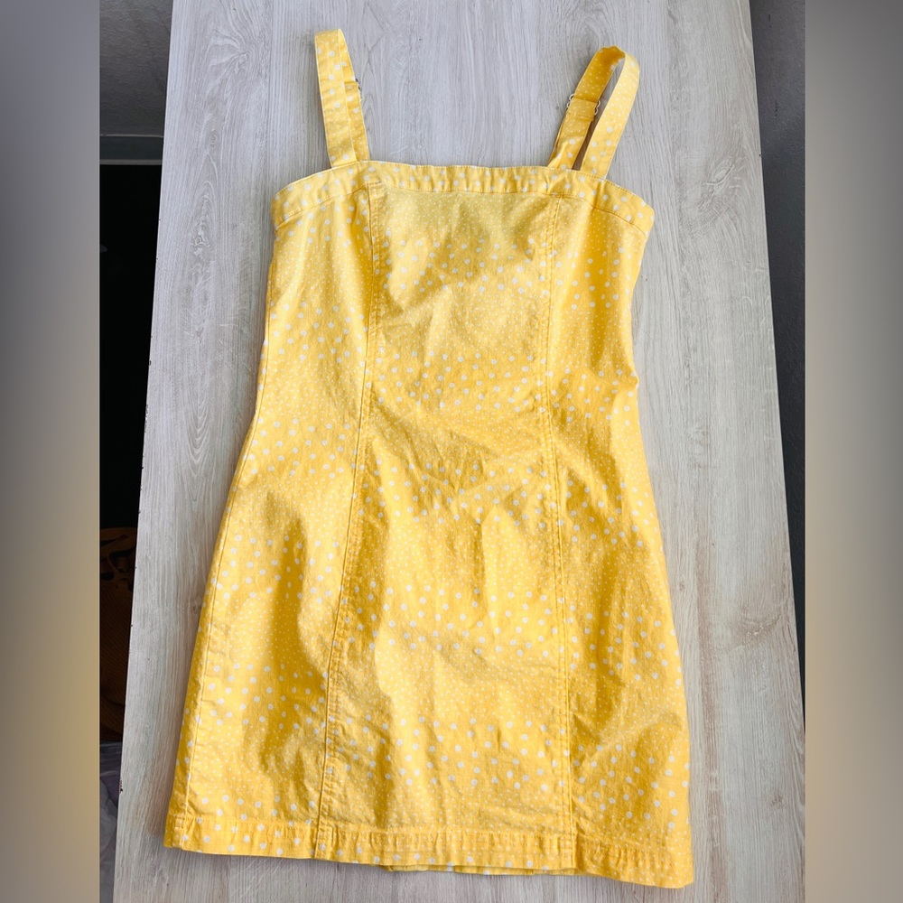 Yellow + white polka dot mini-dress from Forever 21